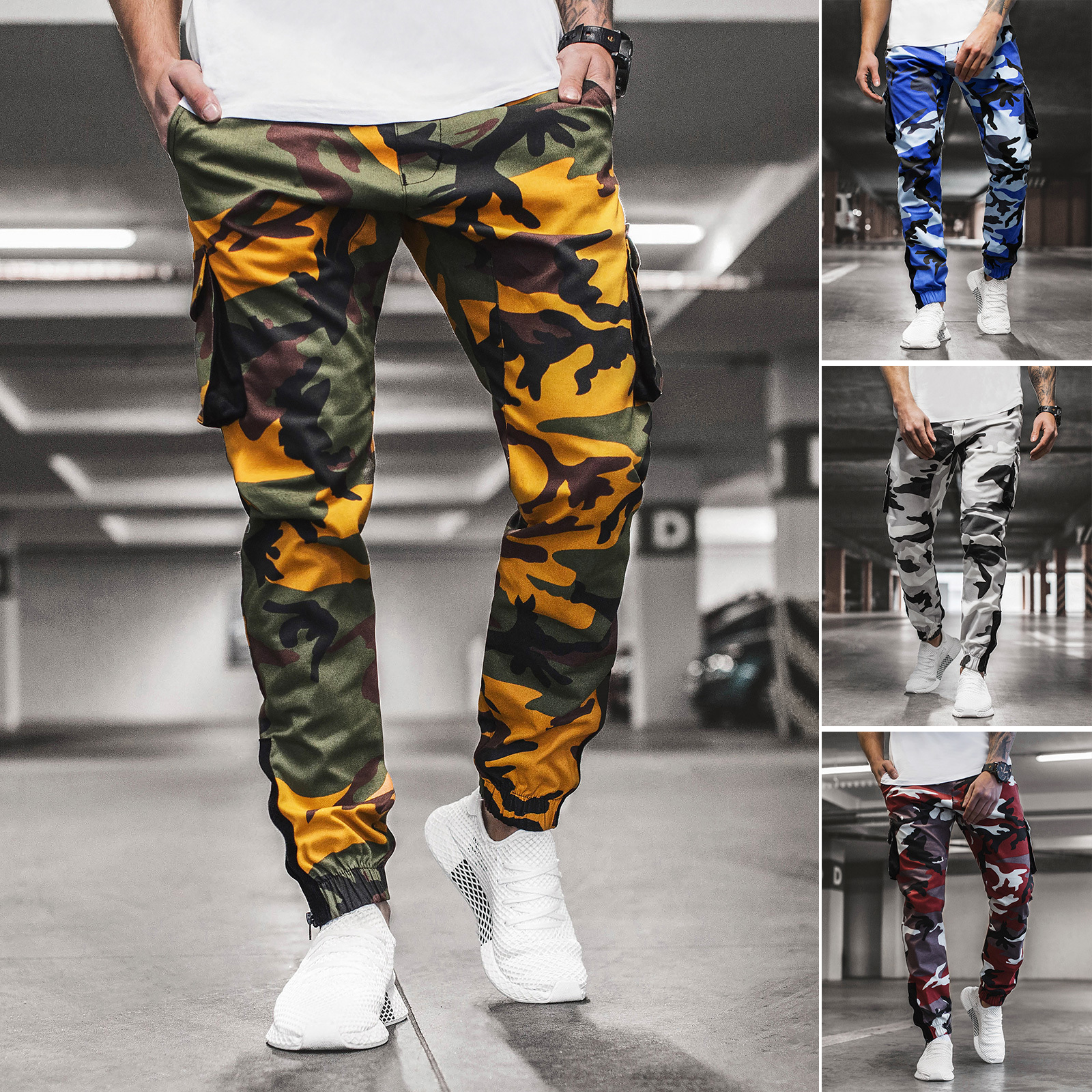 Jogger Chino Hose Stretch Sweat Regular Freizeit Camouflage Herren OZONEE O//705X